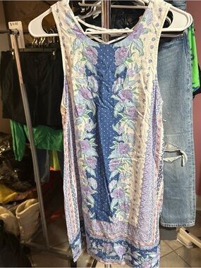 Aeropostale Blue and Lavender Floral Asymmetrical Dress